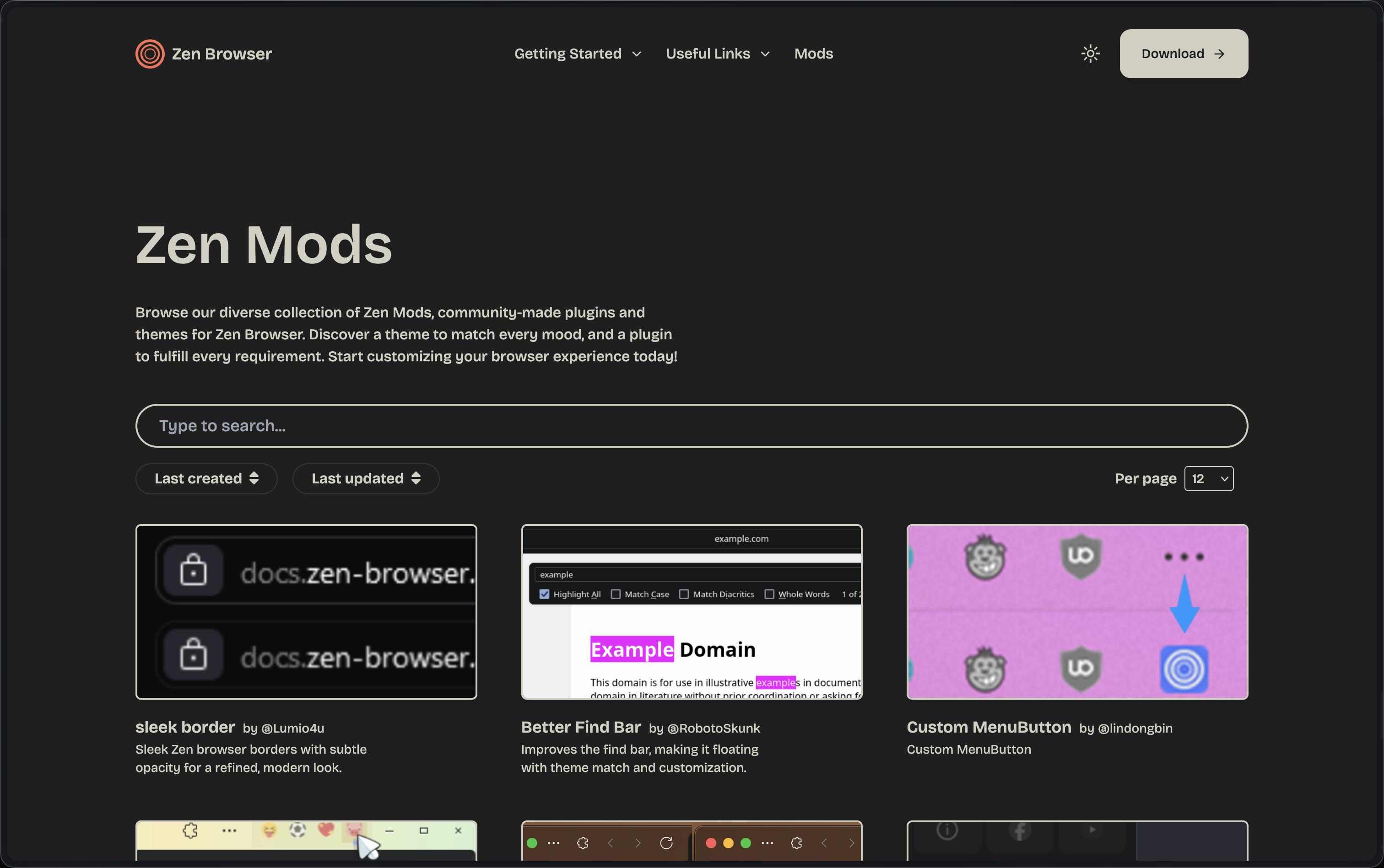 Zen Modsのマーケットプレイスページ